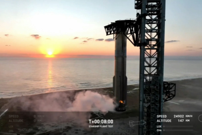 SpaceX“星艦”獲第五次試飛，首次表演“筷子夾火箭”回收試驗